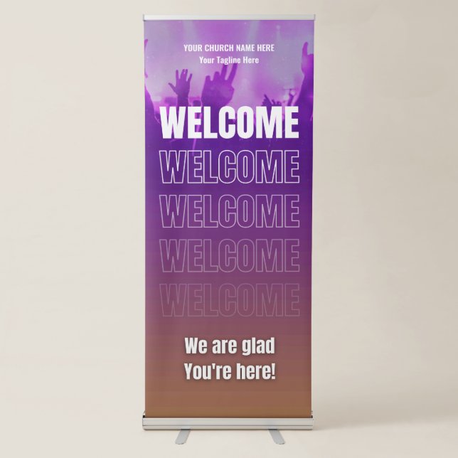 Warm Welcome Custom Retractable Church Banner  (Front)