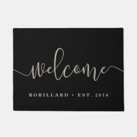 Warm Welcome | Modern Calligraphy Personalized Doormat