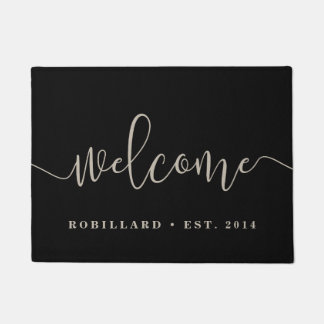 Warm Welcome | Modern Calligraphy Personalized Doormat