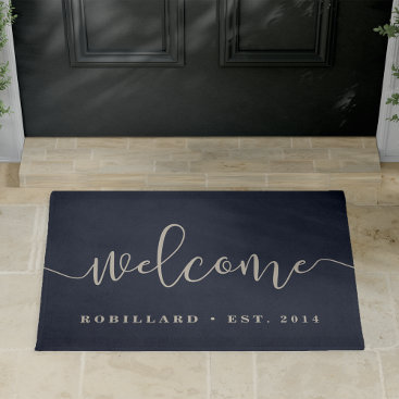 Warm Welcome | Modern Calligraphy Personalized Doormat