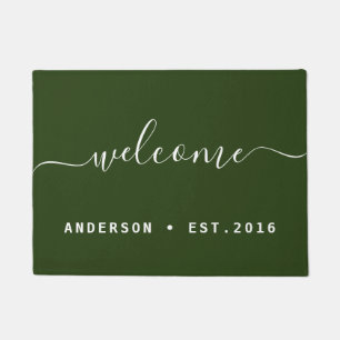 Warm Welcome Modern Calligraphy Personalized Doormat