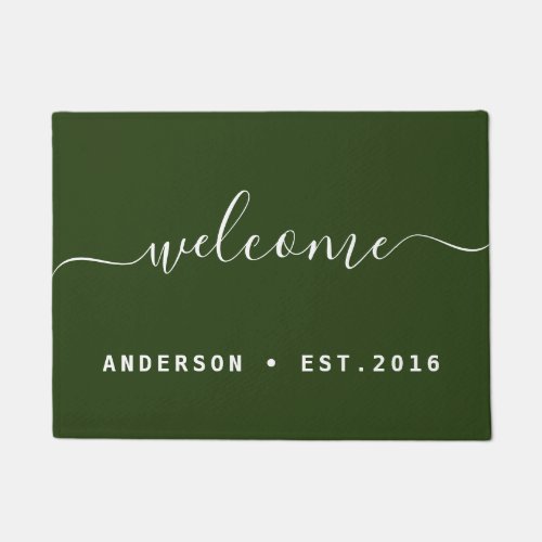 Warm Welcome  Modern Calligraphy Personalized Doormat