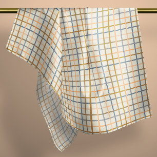 Warm Western Gingham Apricot Blue Brown Bandana