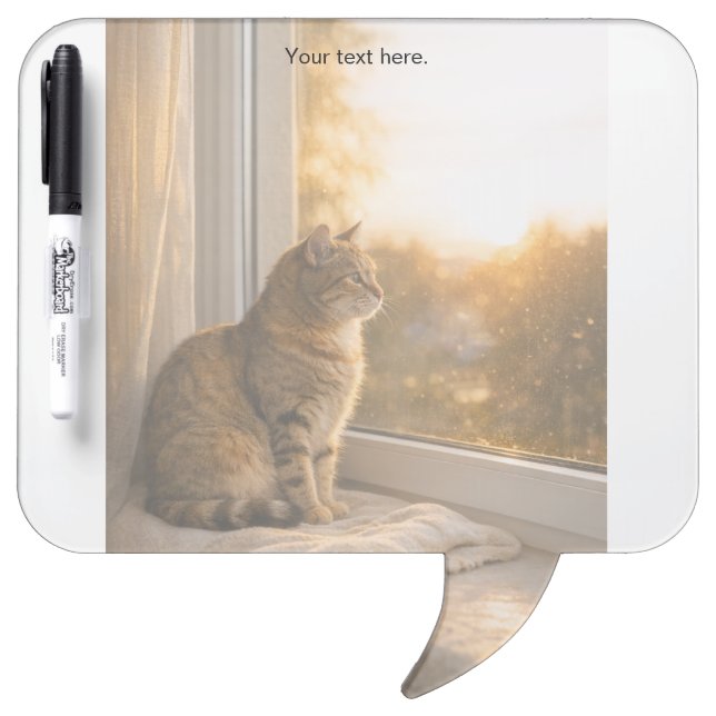 Warm Windowsill Cat Custom Dry Erase Board (Front)