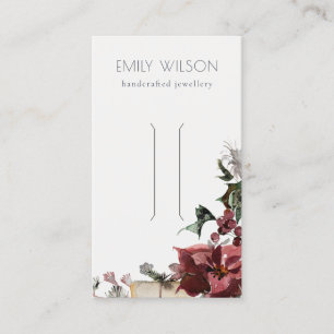 Warm Winter Festive Foliage Bow Hair Clip Display Business Card