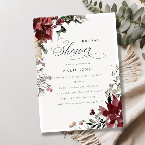 Warm Winter Festive Foliage Bridal Shower Invite