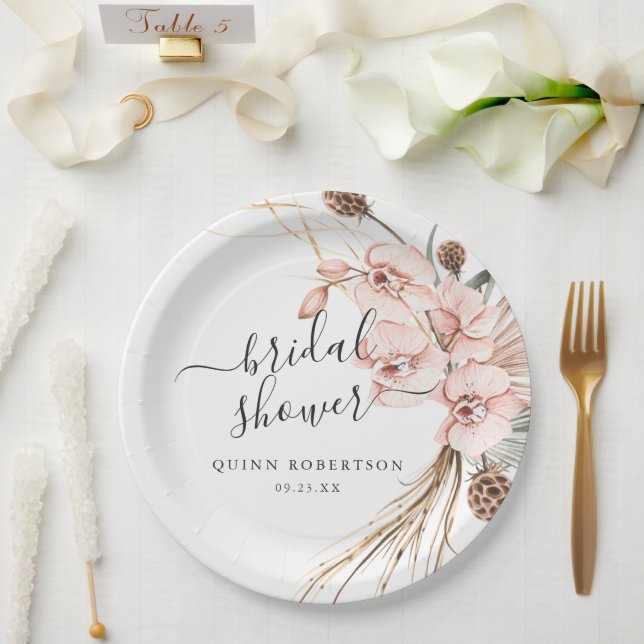 Warm Winter Orchid | Floral Bridal Shower Paper Plates (Wedding)