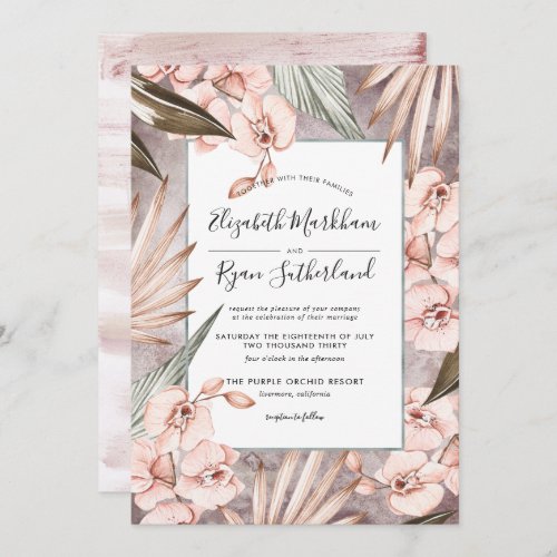 Warm Winter Orchid Wedding Invitation