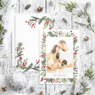 Warm Winter Pine Berry Natural Botanicals Photo Ho Holiday Card