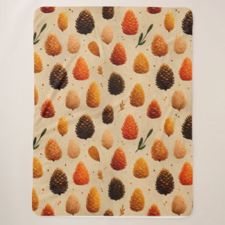 Warm Winter Pinecones Pattern Sherpa Blanket