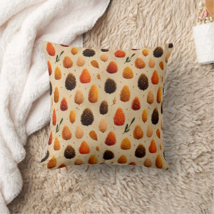 Warm Winter Pinecones Pattern Throw Pillow