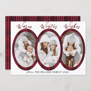 Warm Winter Wishes 3 Photo Collage Holiday Card