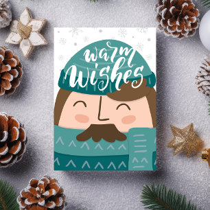 Warm Winter Wishes Cheerful Flat Holiday Card