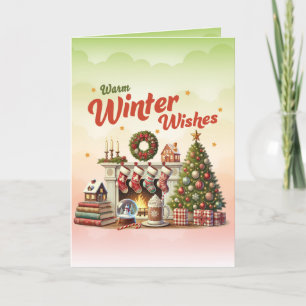 Warm Winter Wishes Christmas Holiday Card