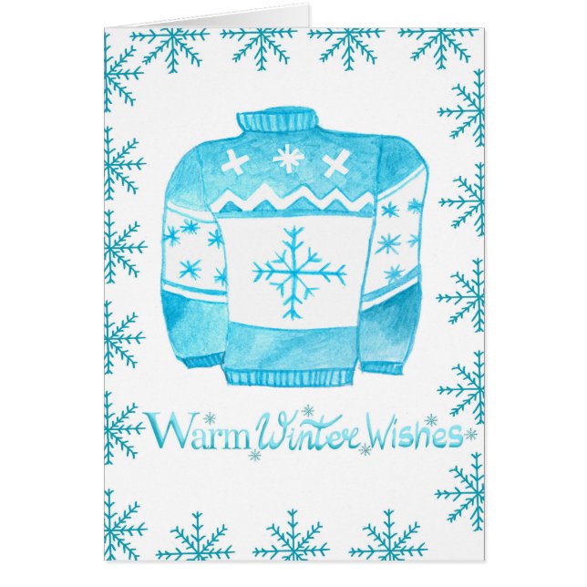 Warm Winter Wishes Christmas Sweater Cards (Front)