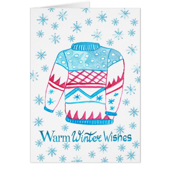 Warm Winter Wishes Christmas Sweater Cards (Front)
