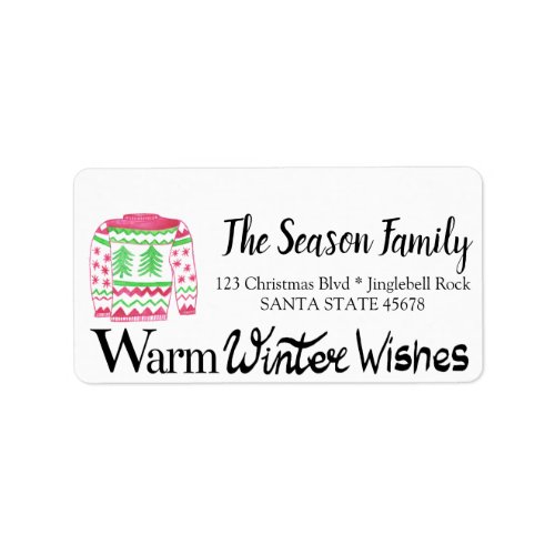 Warm Winter Wishes Christmas Sweater Label