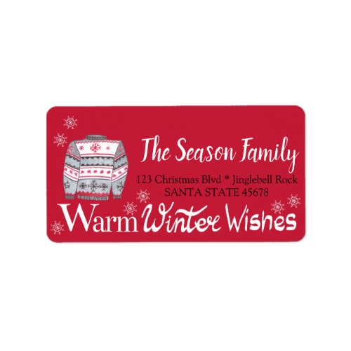 Warm Winter Wishes Christmas Sweater Label