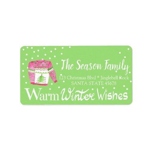 Warm Winter Wishes Christmas Sweater Label