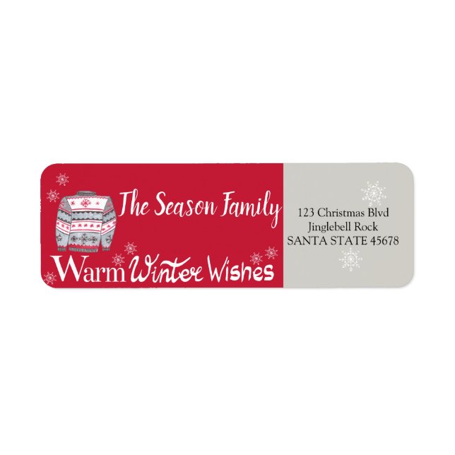 Warm Winter Wishes Christmas Sweater Label (Front)