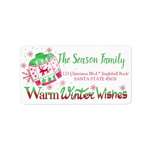 Warm Winter Wishes Christmas Sweater Label