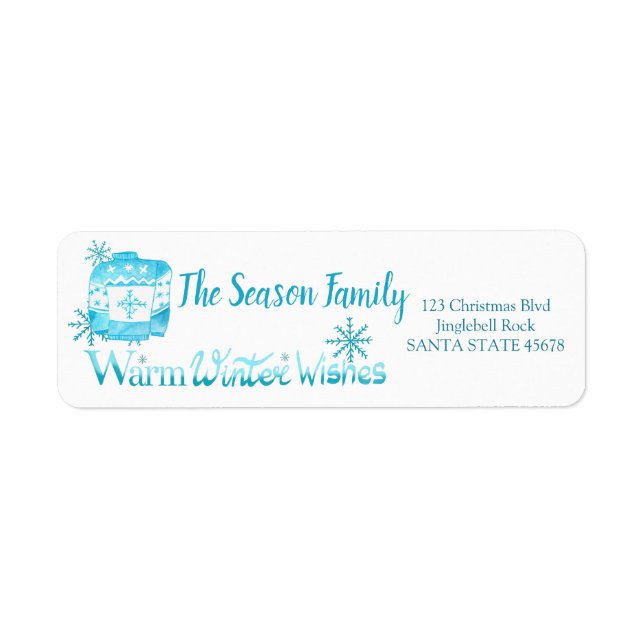 Warm Winter Wishes Christmas Sweater Label (Front)