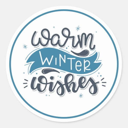 Warm Winter Wishes Classic Round Sticker