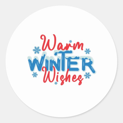 Warm winter wishes classic round sticker