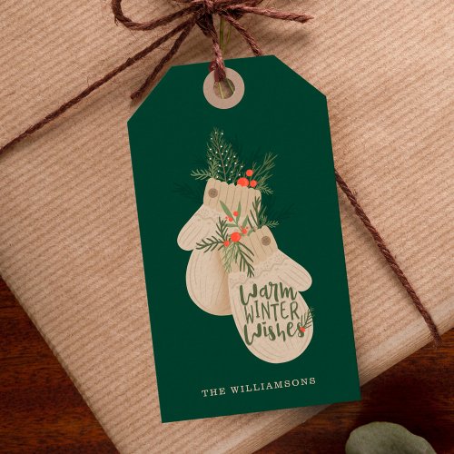 Warm Winter Wishes Festive Christmas Mittens Gift Tags