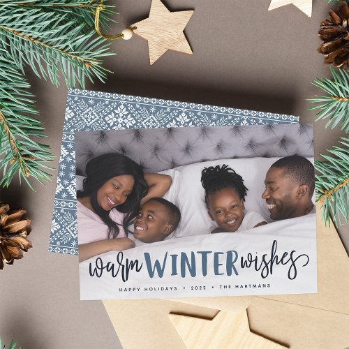 Warm Winter Wishes  Full Photo Holiday Card