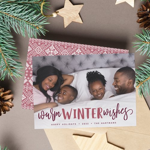 Warm Winter Wishes  Holiday Photo Card