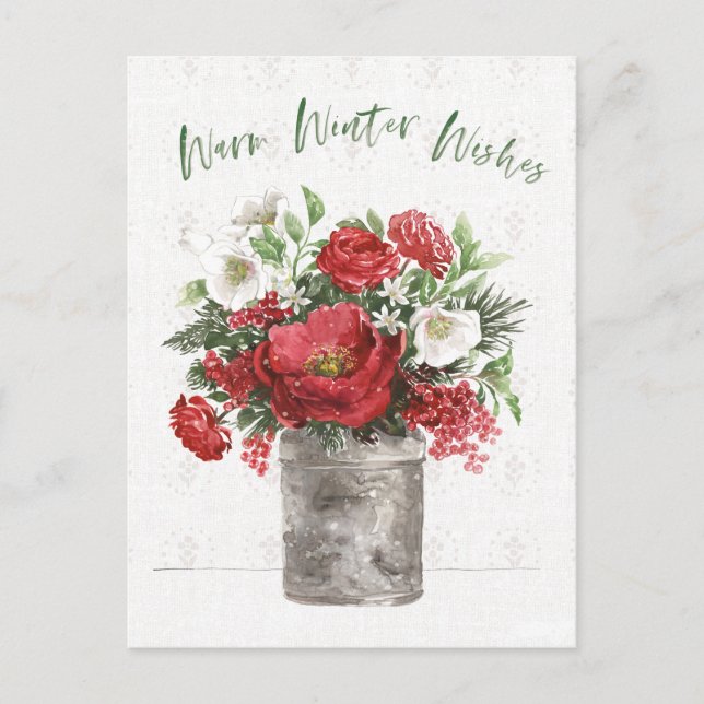 Warm Winter Wishes Holiday Postcard (Front)