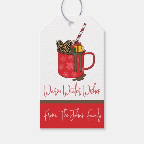 Warm Winter Wishes Hot Cocoa Holiday Themed Gift Tags