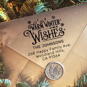 Warm Winter Wishes return address Self-inking Stamp