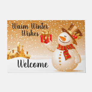 Warm Winter Wishes Snowman Doormat