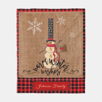 Warm Winter Wishes - Snowman Fleece Blanket