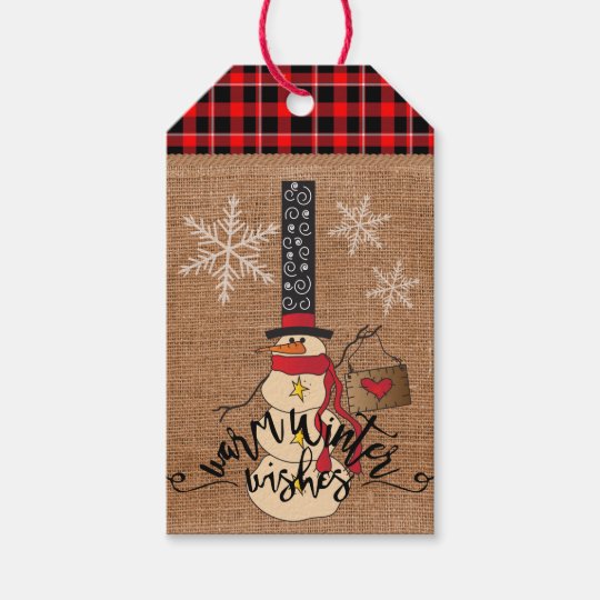 Warm Winter Wishes Snowman Gift Tags Zazzle Com