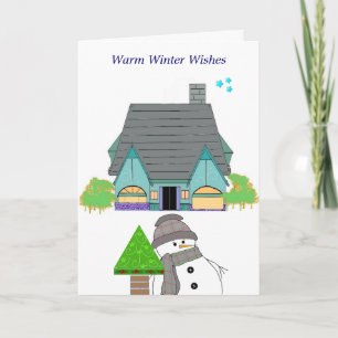 Warm Winter Wishes - Snowman Holiday Card
