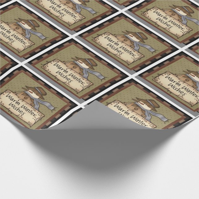 Warm Winter Wishes Snowman Wrapping Paper (Corner)