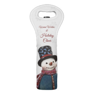 "Warm Wishes and Holiday Cheer" Snowman Wine Bag
