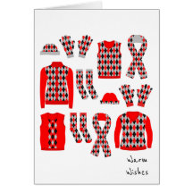 Warm Wishes Argyle Pattern Items Card - Red