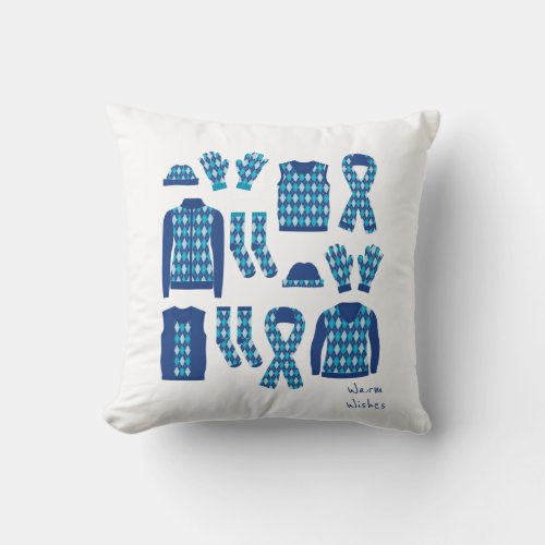 Warm Wishes Argyle Pattern Items Pillow _ Blue