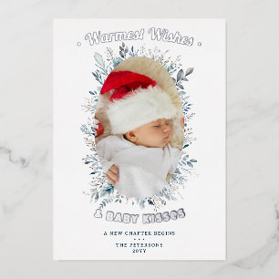 Warm Wishes Baby Kisses Holiday Photo Announcement