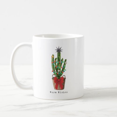 Warm Wishes Cactus Christmas Coffee Mug