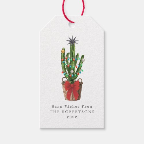 Warm Wishes Cactus Christmas Gift Tags