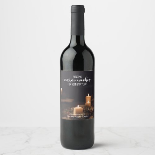 warm wishes Christmas business corporate marketing Wine Label