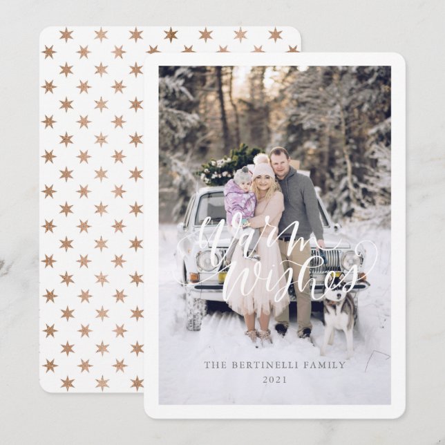 Warm Wishes Christmas Card Flat Holiday Card (Front/Back)