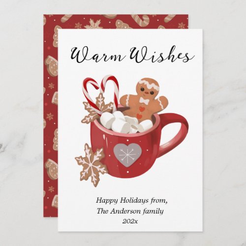 Warm Wishes Christmas Cocoa Mug Flat Holiday Card