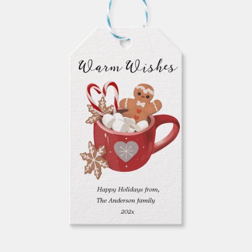 Warm Wishes Christmas Cocoa Mug Flat Holiday Card Gift Tags