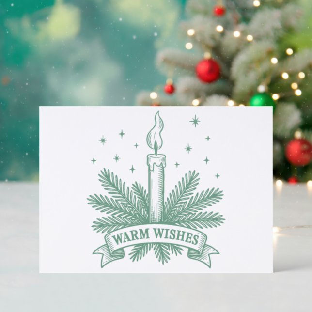 Warm Wishes Christmas Letterpress Card (Front (Into))